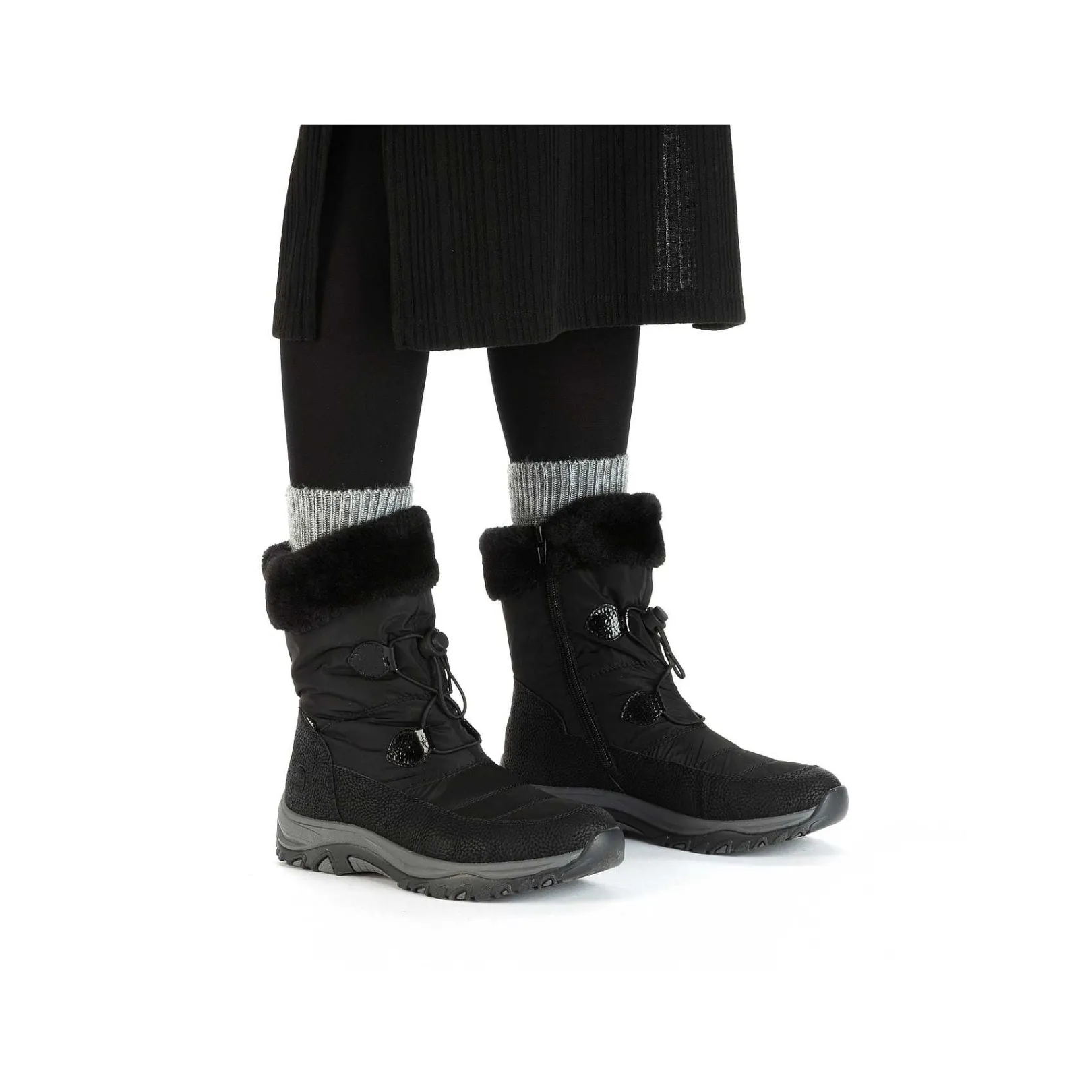 Women'S Corded Boots Night Black Ladies Ankle Boots & Boots