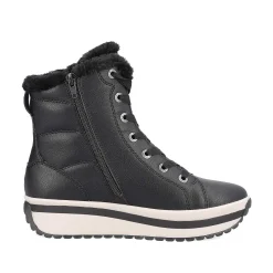 New Women'S Corded Boots Deep Black Ladies Ankle Boots & Boots