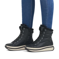 New Women'S Corded Boots Deep Black Ladies Ankle Boots & Boots
