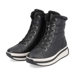 New Women'S Corded Boots Deep Black Ladies Ankle Boots & Boots