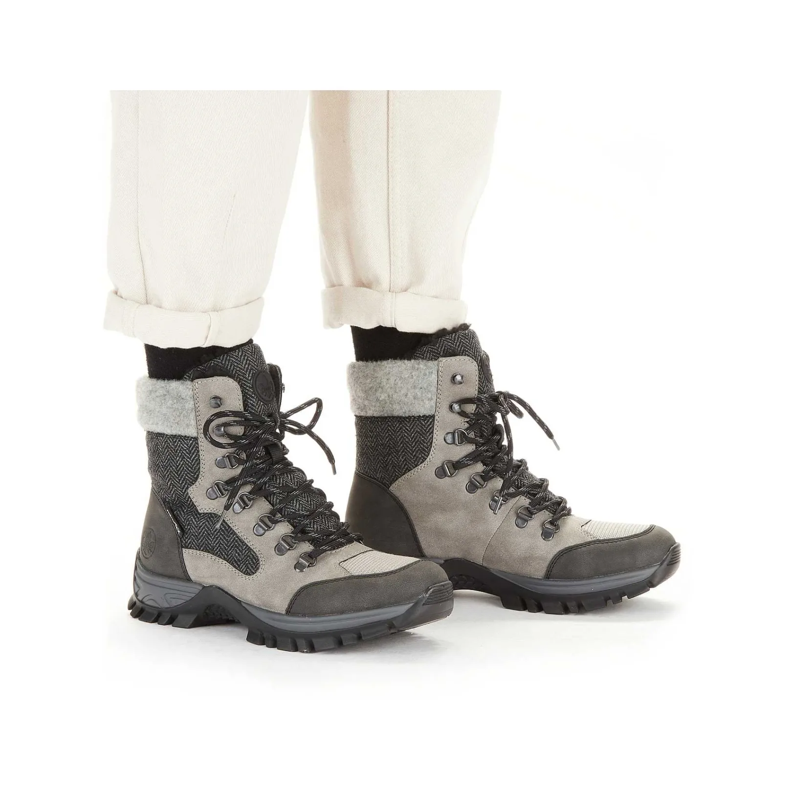 Online Women'S Corded Boots Silver Gray Ladies Ankle Boots & Boots
