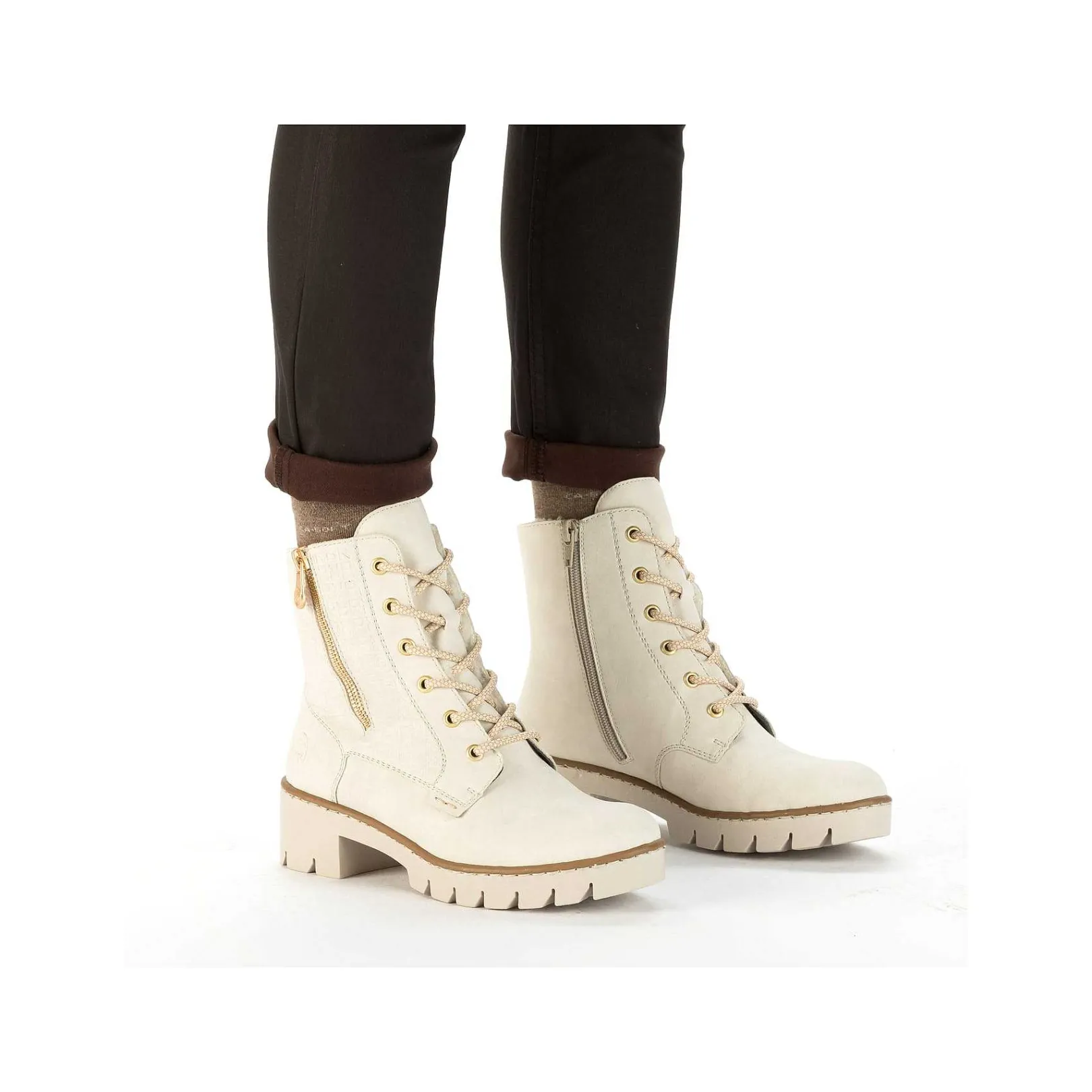Online Women'S Corded Boots Cream Beige Ladies Ankle Boots & Boots