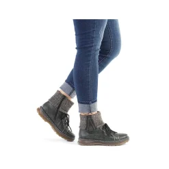 New Women'S Corded Boots In Green Grey Ladies Ankle Boots & Boots