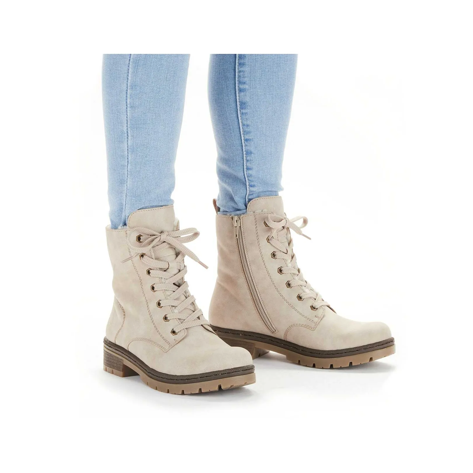 Outlet Women'S Corded Boots Light Beige Ladies Ankle Boots & Boots