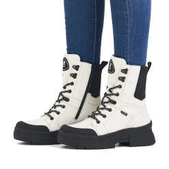 Discount Women'S Corded Boots Snow-White Deep-Black Ladies Ankle Boots & Boots
