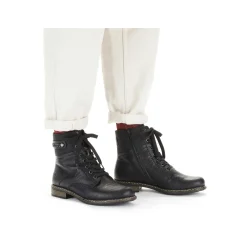 Women'S Corded Boots Deep Black Ladies Ankle Boots & Boots