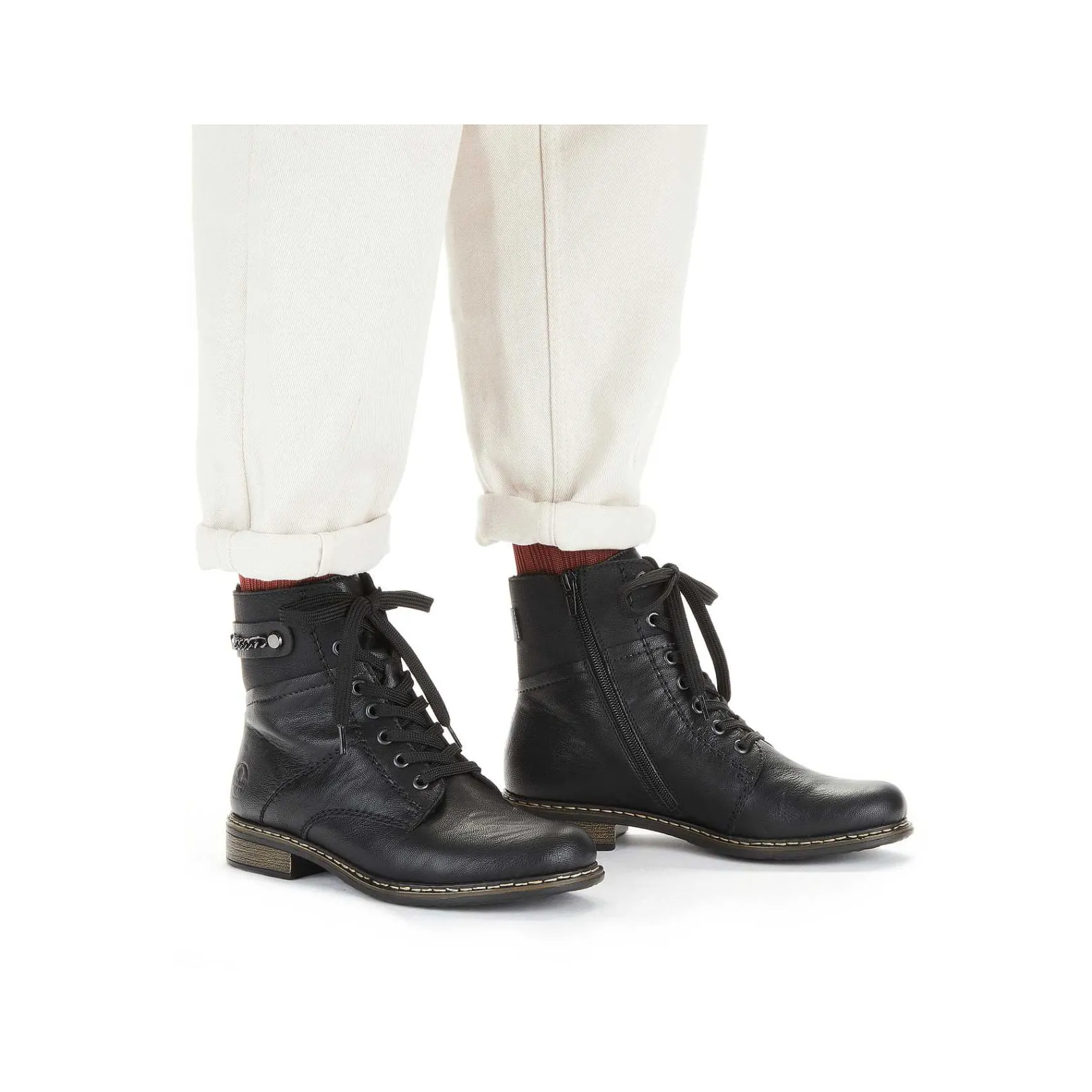 Women'S Corded Boots Deep Black Ladies Ankle Boots & Boots