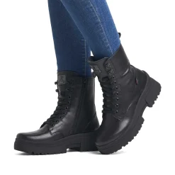 New Women'S Corded Boots Deep Black Ladies Ankle Boots & Boots