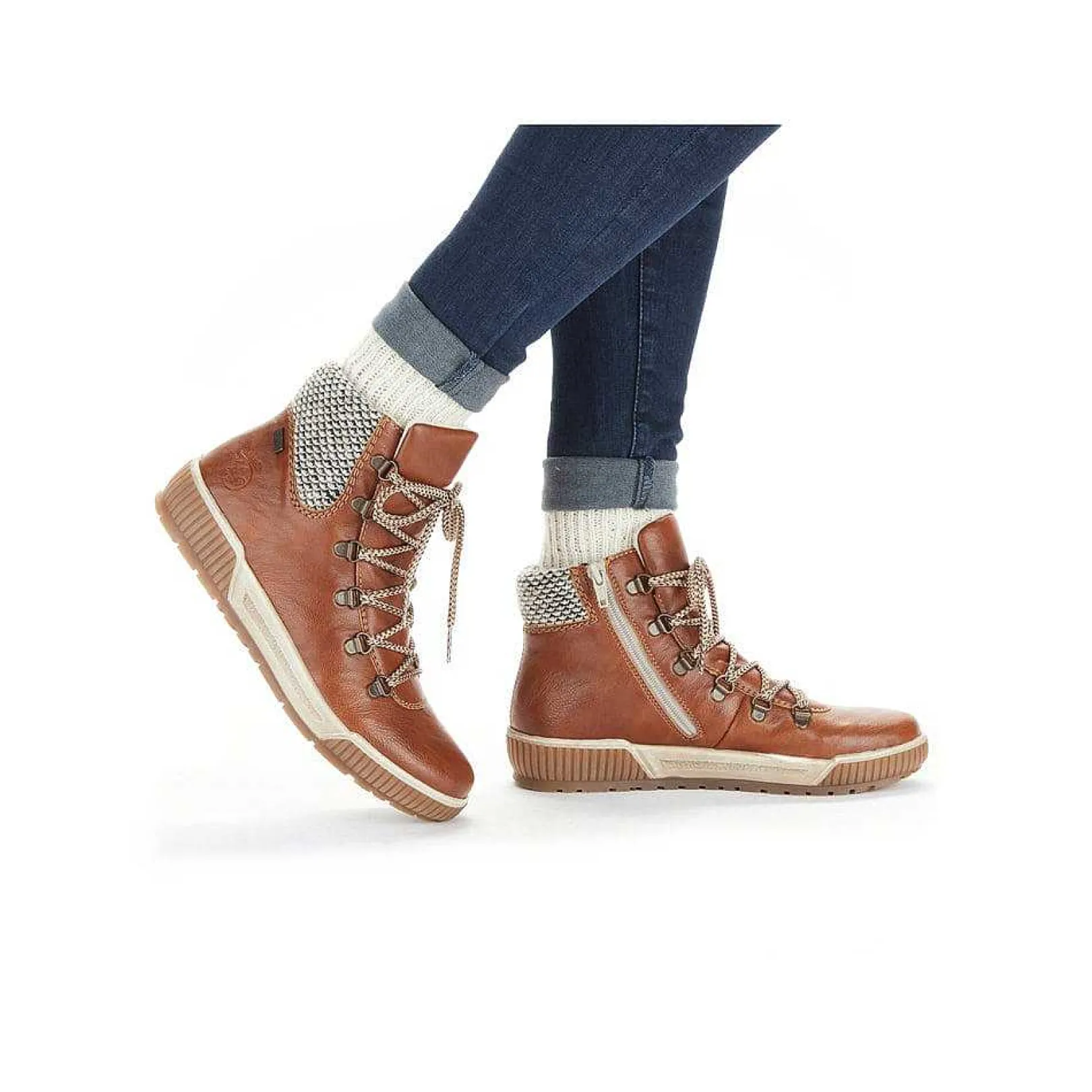 New Women'S Corded Boots Cinnamon Brown Ladies Ankle Boots & Boots