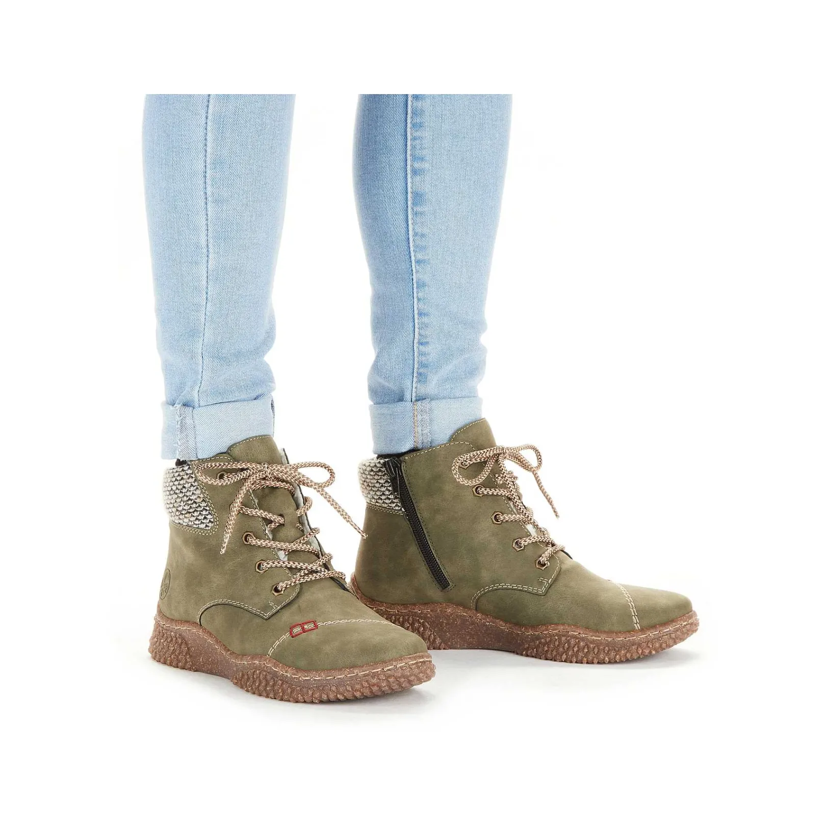 New Women'S Corded Boots Leaf Green Ladies Ankle Boots & Boots
