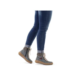 Women'S Corded Boots Blue Gray Ladies Ankle Boots & Boots