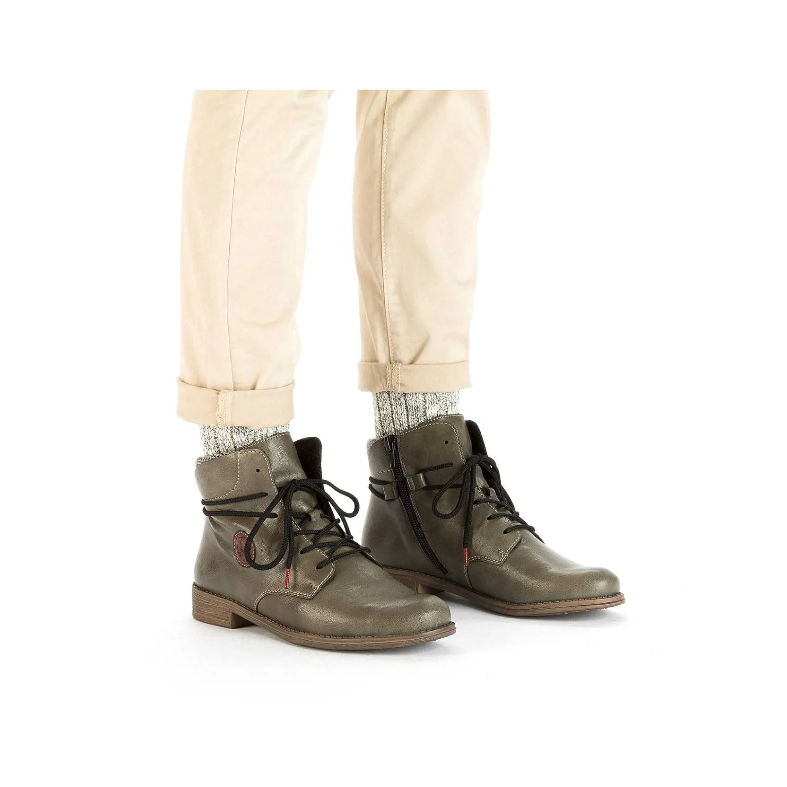 Women'S Corded Boots Gray Green Ladies Ankle Boots & Boots