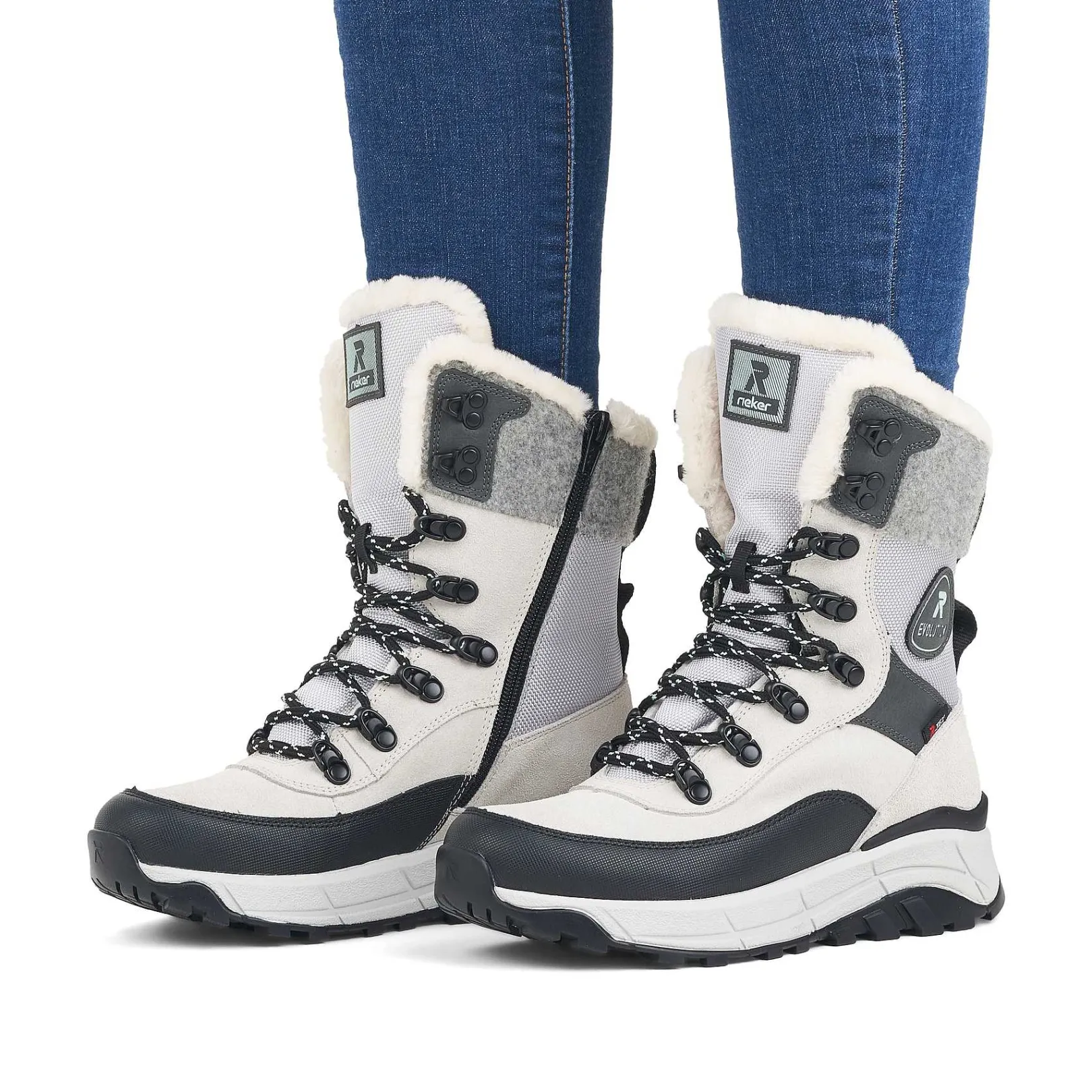 Sale Women'S Corded Boots Creamy-White Black Ladies Ankle Boots & Boots