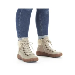 Women'S Corded Boots Cream Beige Ladies Ankle Boots & Boots