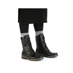 Hot Women'S Corded Boots Deep Black Ladies Ankle Boots & Boots