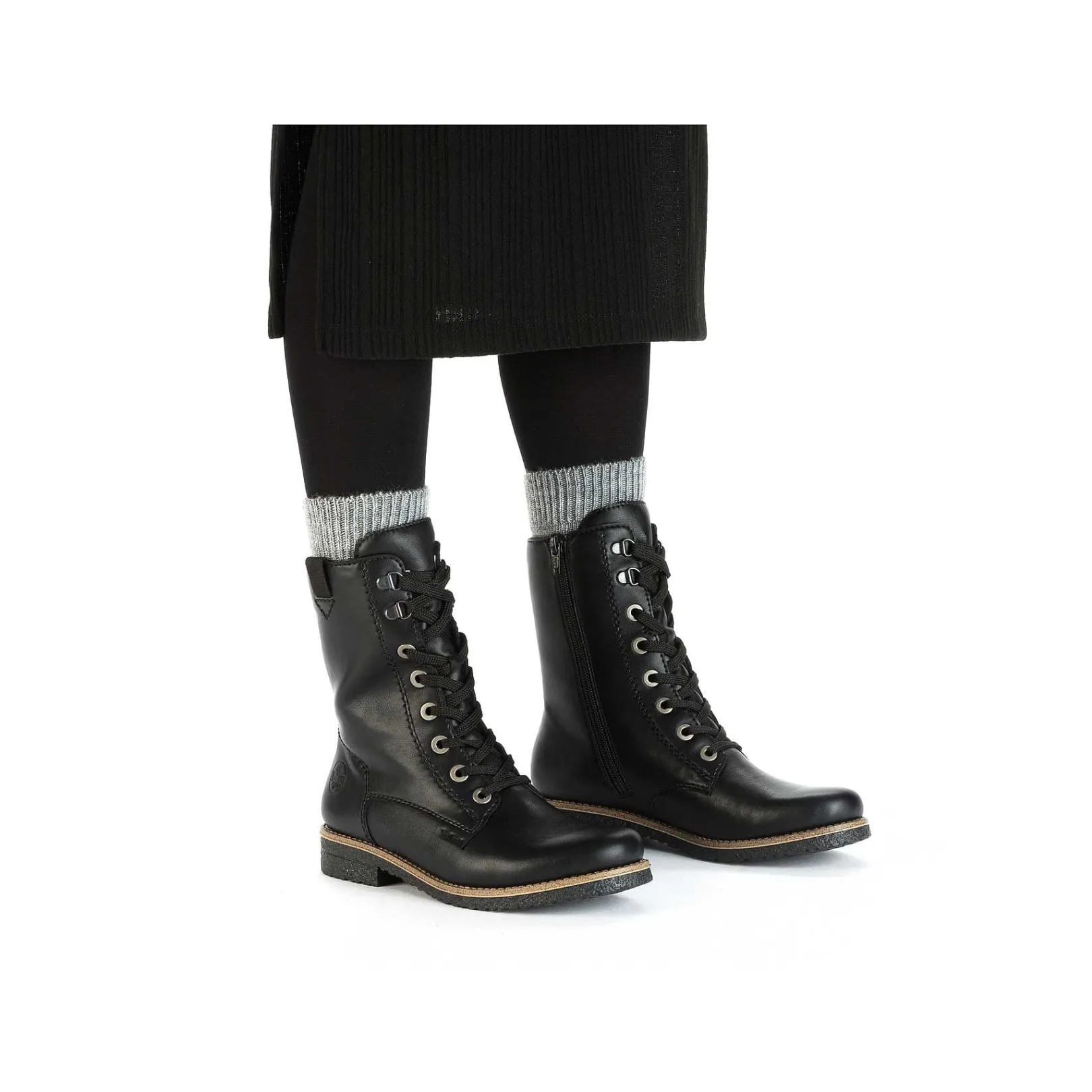 Hot Women'S Corded Boots Deep Black Ladies Ankle Boots & Boots