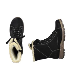 Women'S Corded Boots Deep Black Ladies Ankle Boots & Boots