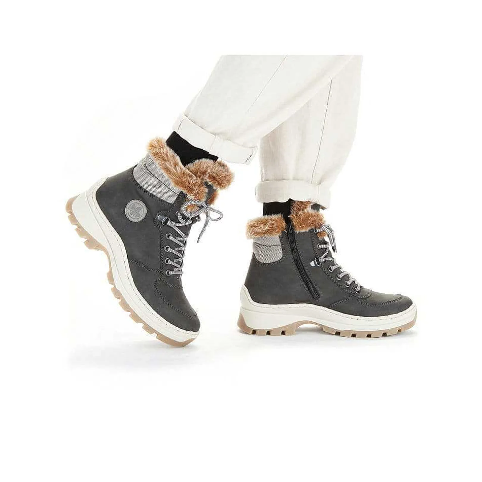Clearance Women'S Corded Boots Granite Gray Ladies Ankle Boots & Boots
