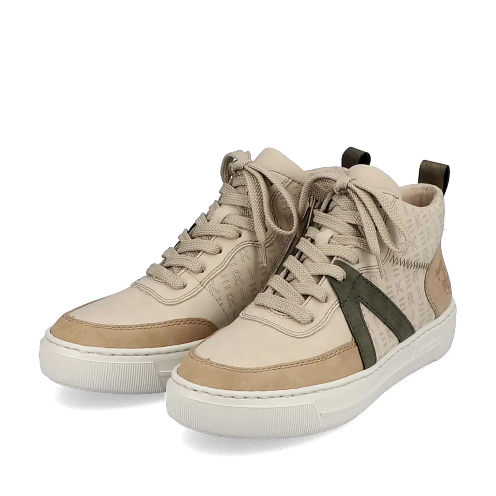 Discount Women'S High Sneaker Cream Beige-Khaki Green Ladies Sneakers