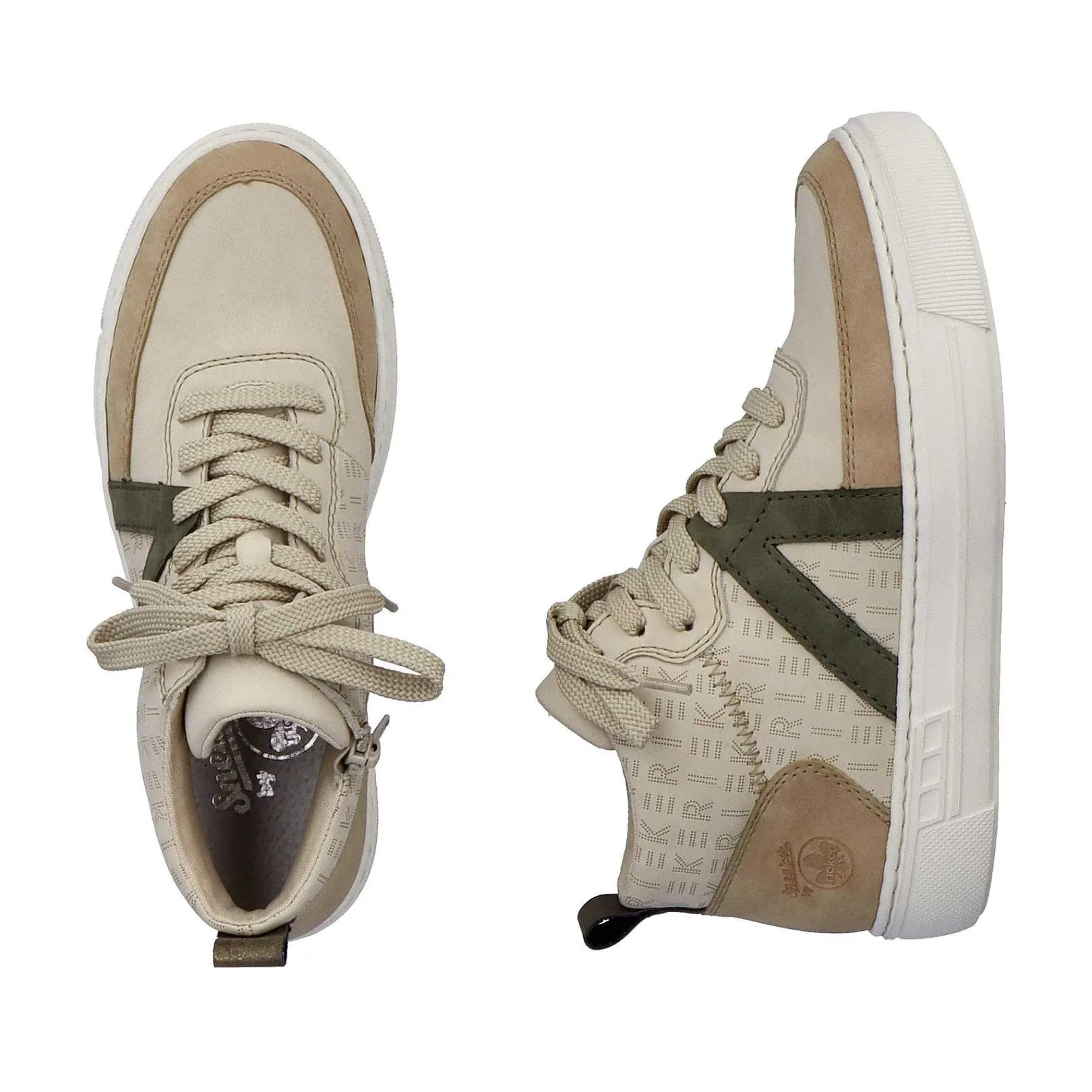 Discount Women'S High Sneaker Cream Beige-Khaki Green Ladies Sneakers