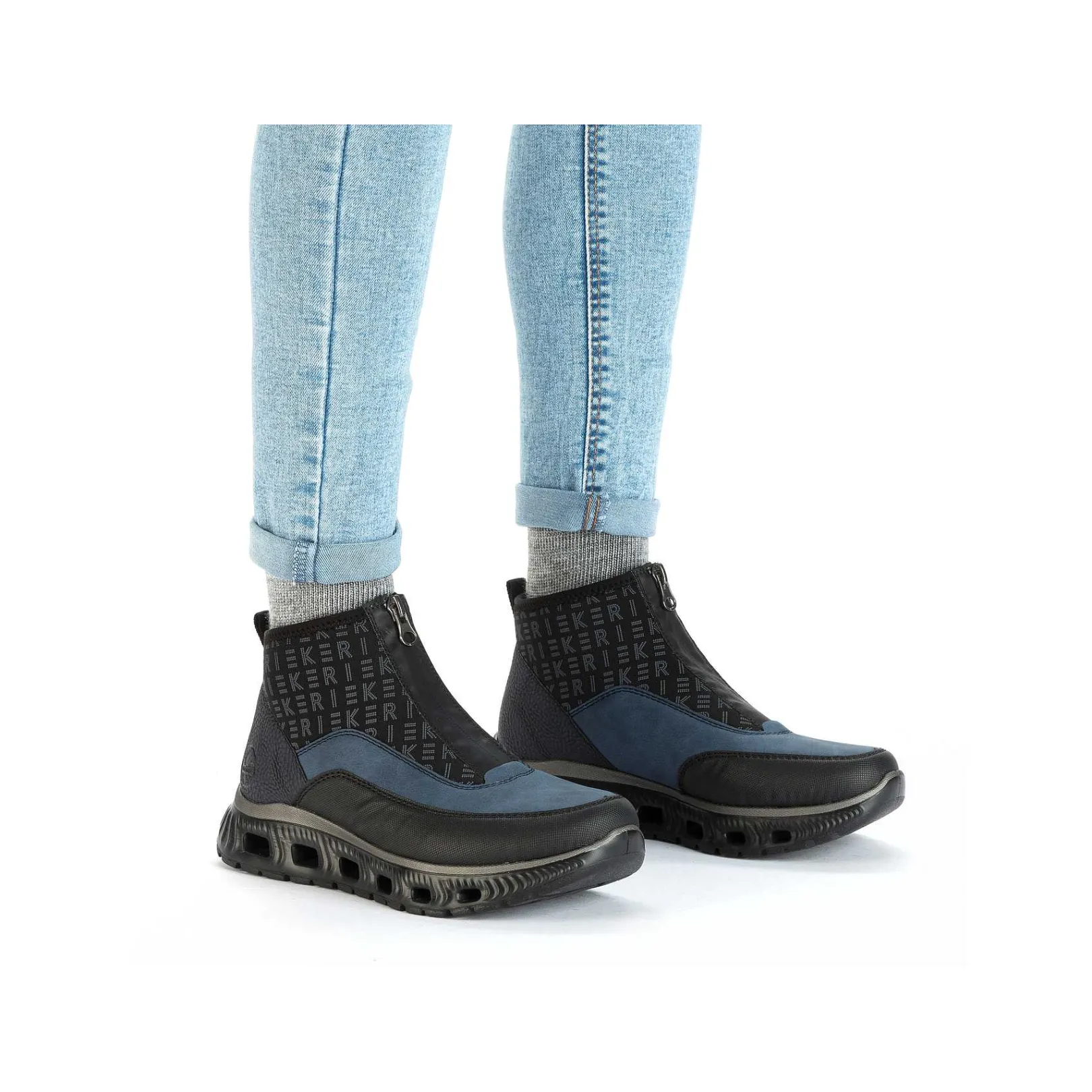 Clearance Women'S High Sneaker Asphalt Black-Ocean Blue Ladies Sneakers