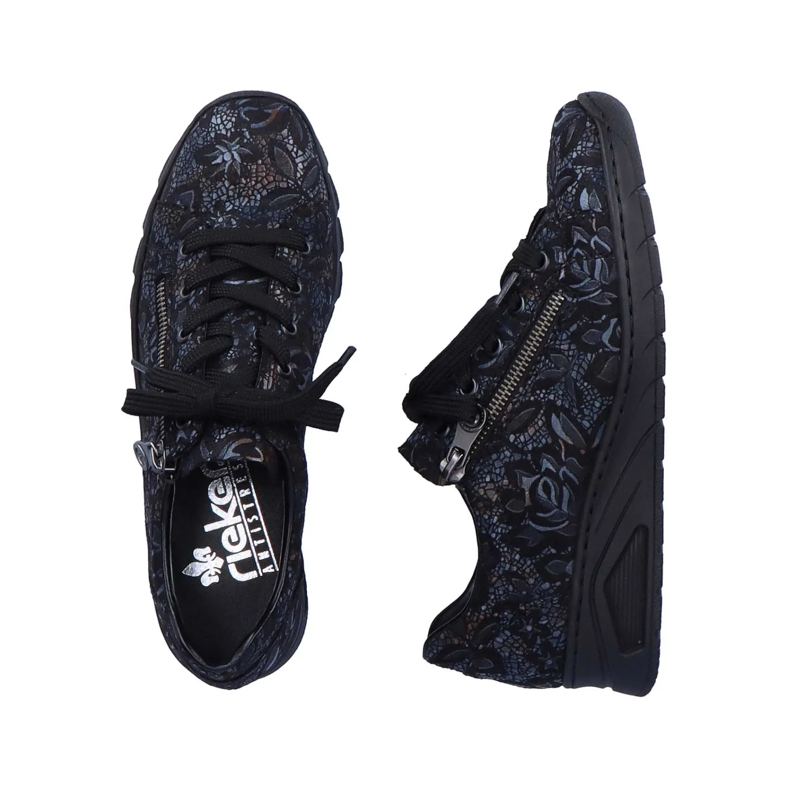 Discount Women'S Lace-Up Shoes Black Metallic Ladies Low Shoes & Slippers