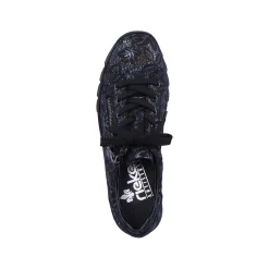 Discount Women'S Lace-Up Shoes Black Metallic Ladies Low Shoes & Slippers