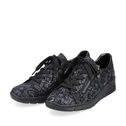 Discount Women'S Lace-Up Shoes Black Metallic Ladies Low Shoes & Slippers