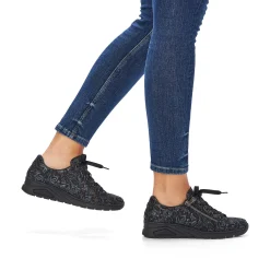 Discount Women'S Lace-Up Shoes Black Metallic Ladies Low Shoes & Slippers