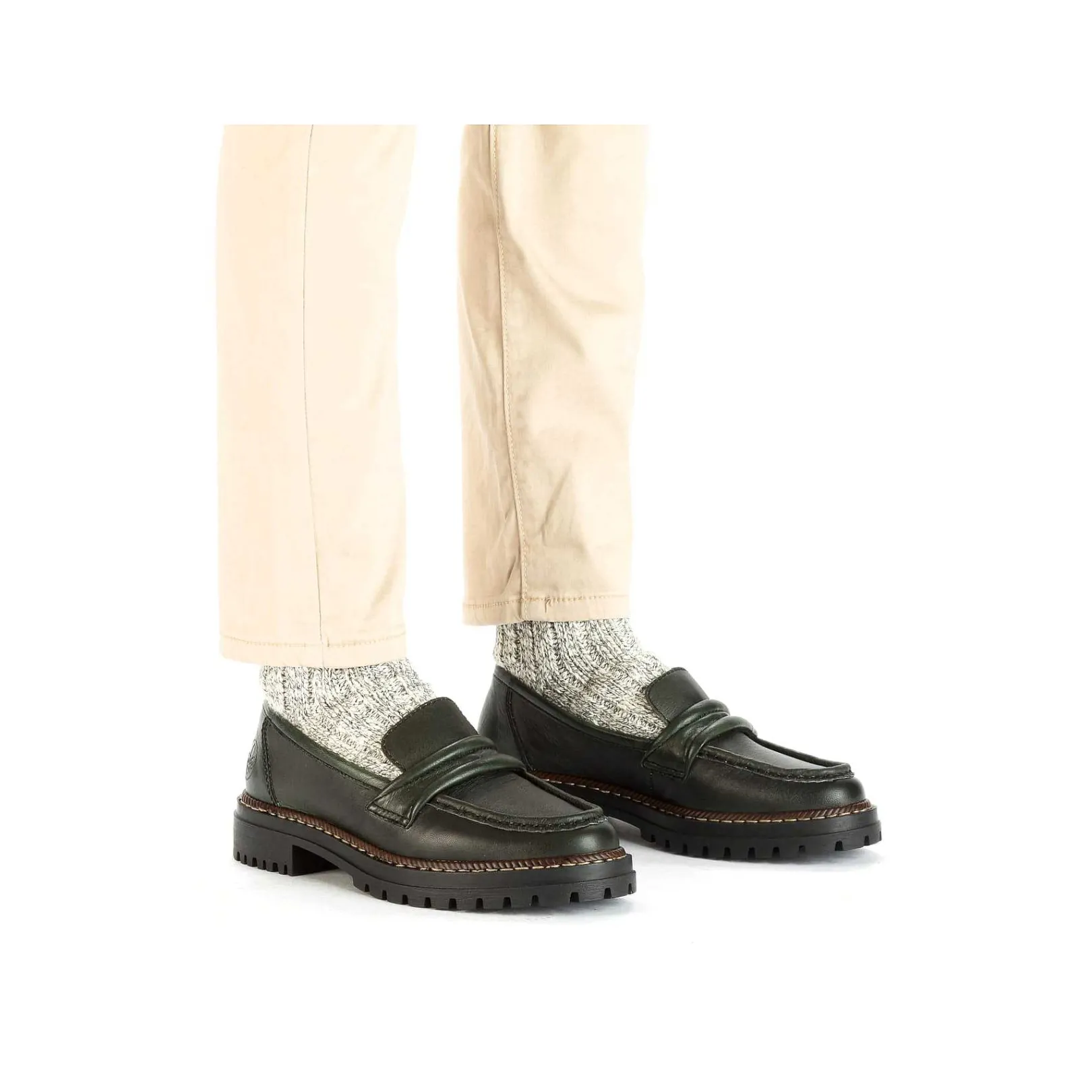 Discount Women'S Loafers Army Green Ladies Loafers & Ballerinas