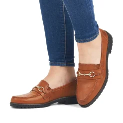 Hot Women'S Loafers Nougat Brown Ladies Loafers & Ballerinas