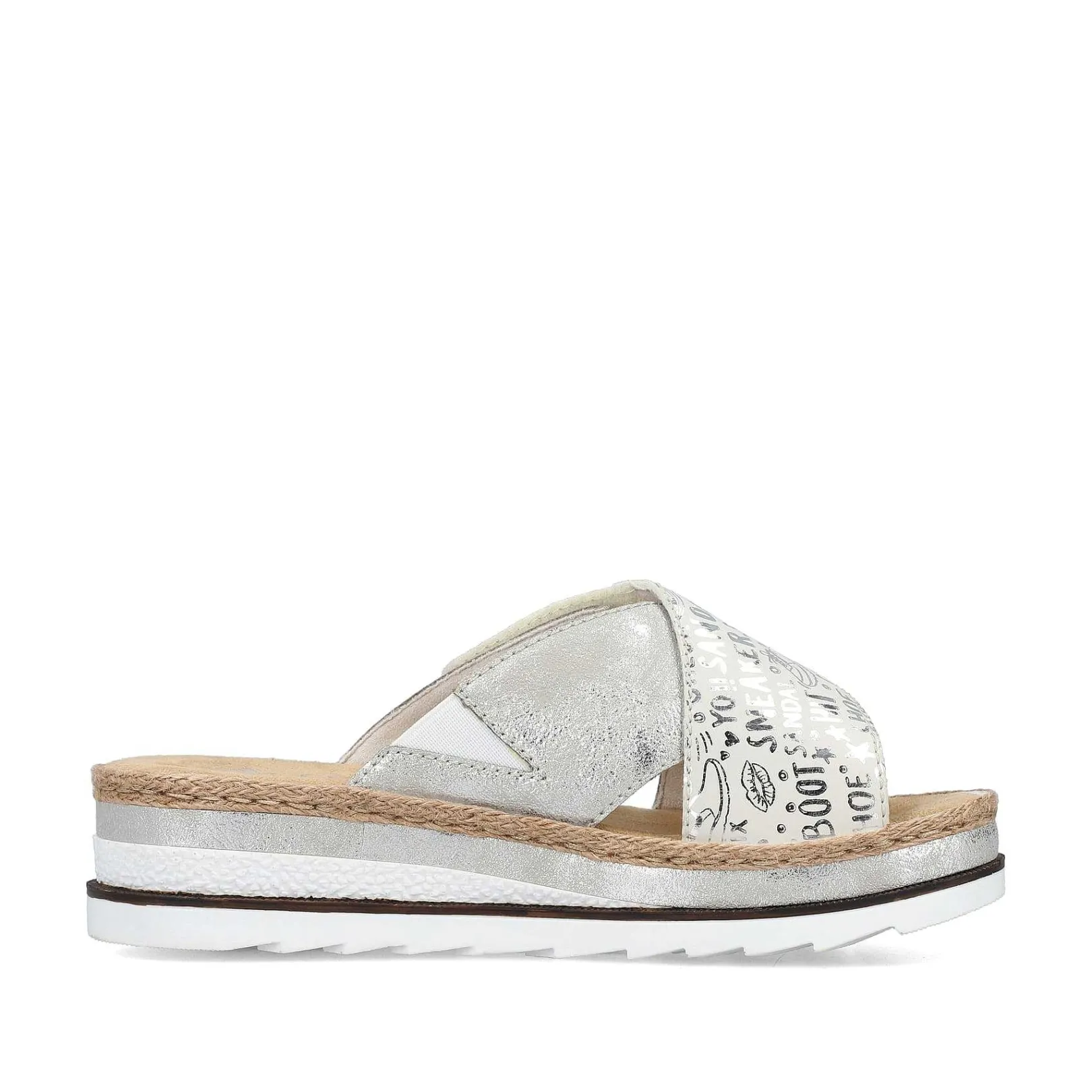 Outlet Women'S Mules Silver Metallic Ladies Mules & Slippers