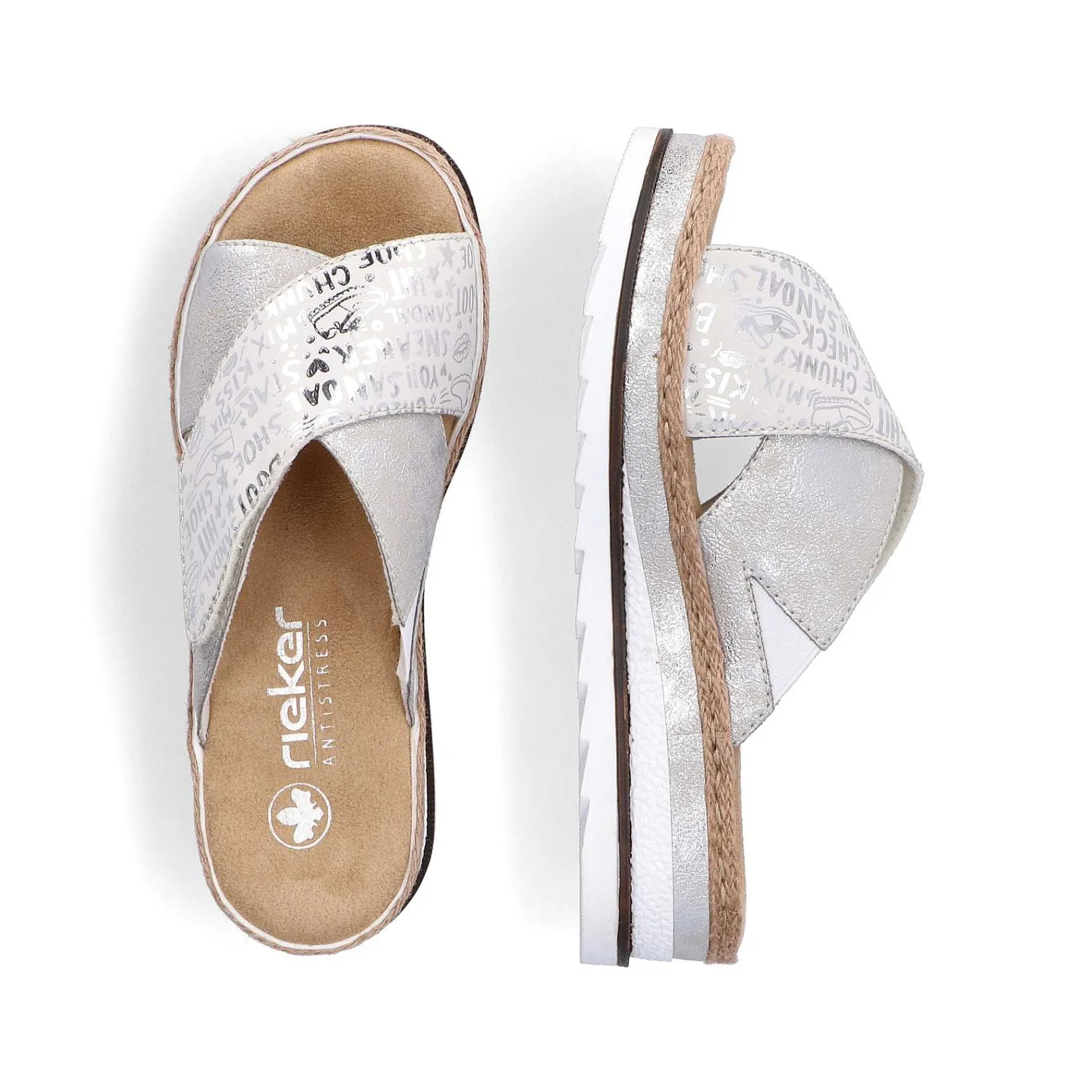 Outlet Women'S Mules Silver Metallic Ladies Mules & Slippers