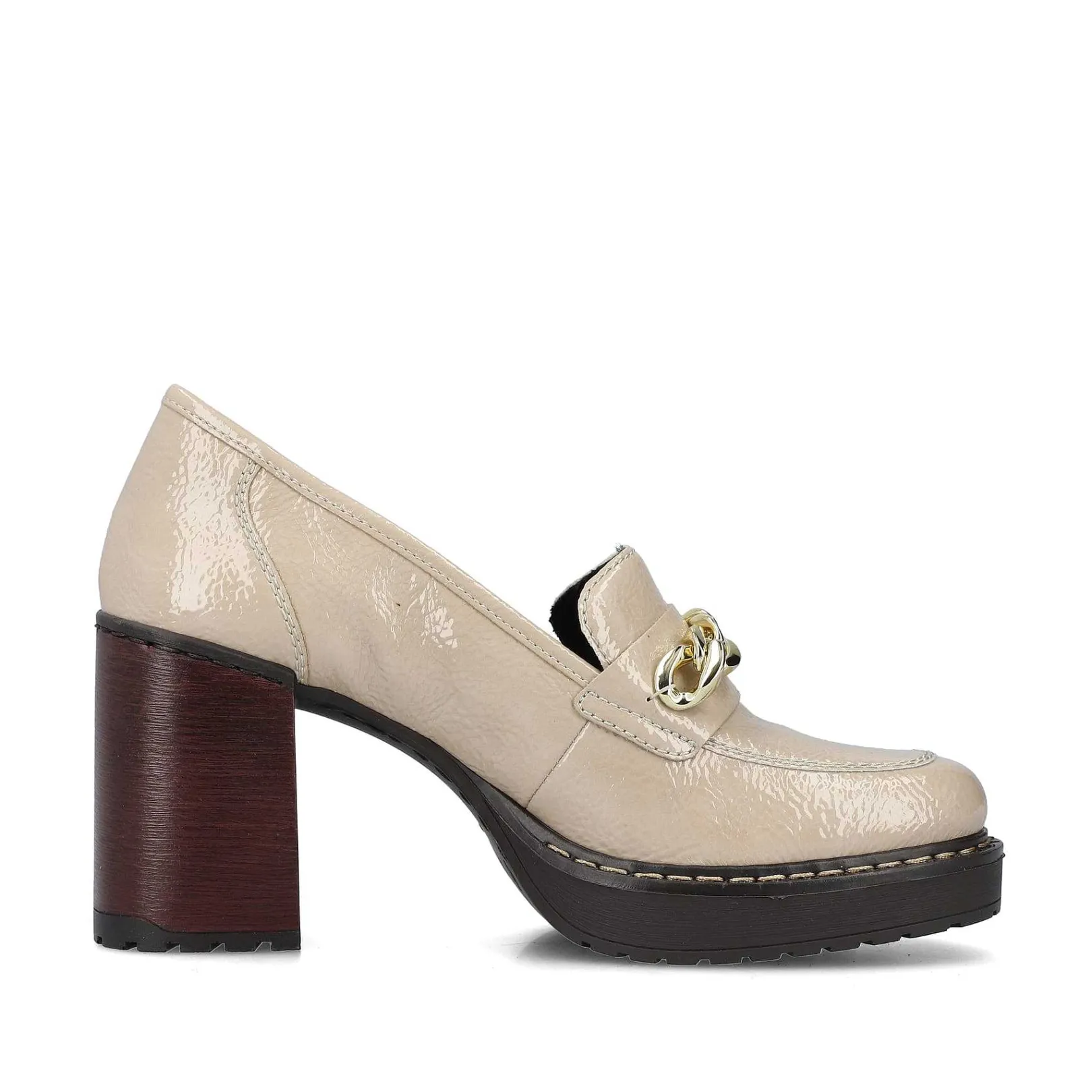 Online Women'S Pumps Cream Beige-Black Ladies Heeled Shoes