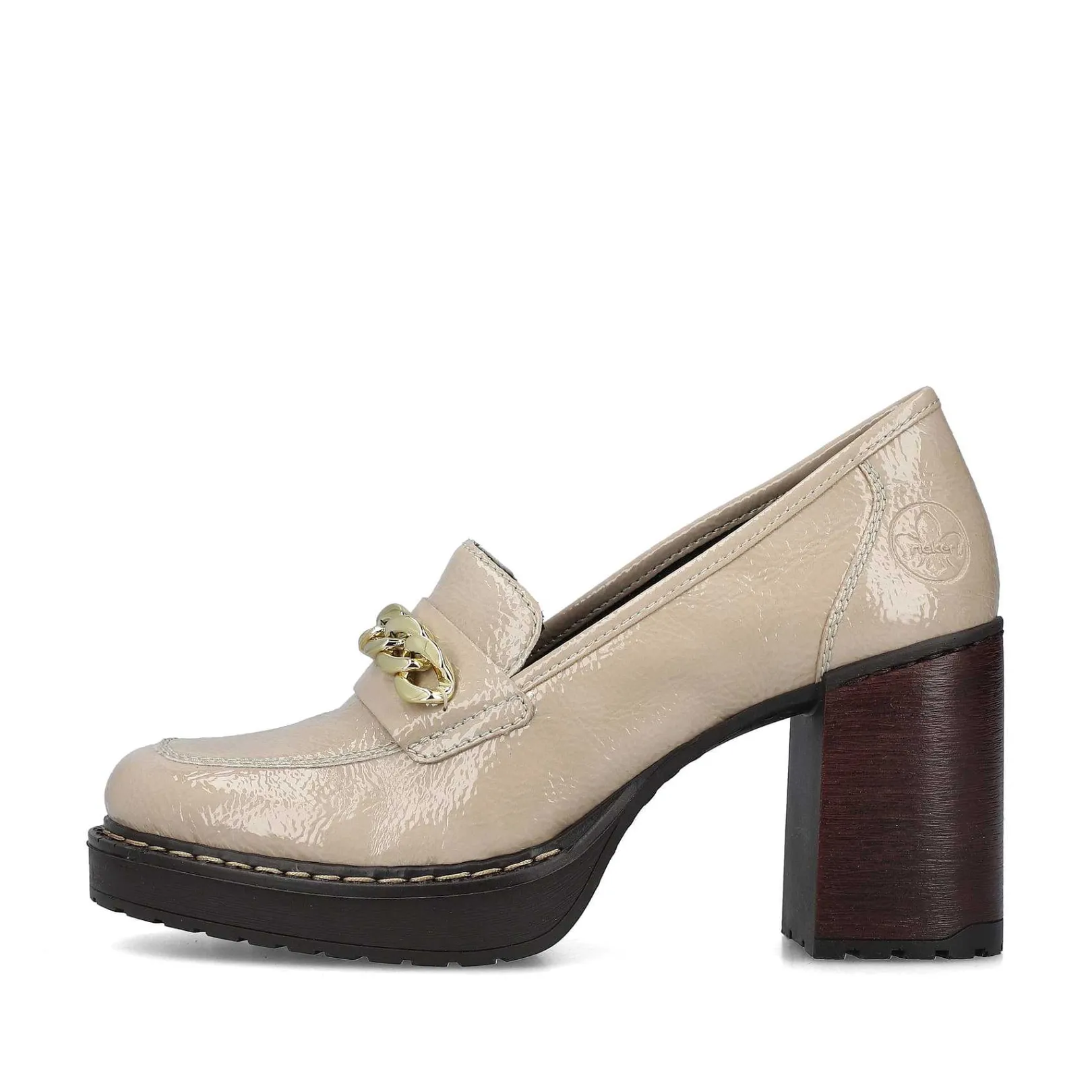 Online Women'S Pumps Cream Beige-Black Ladies Heeled Shoes
