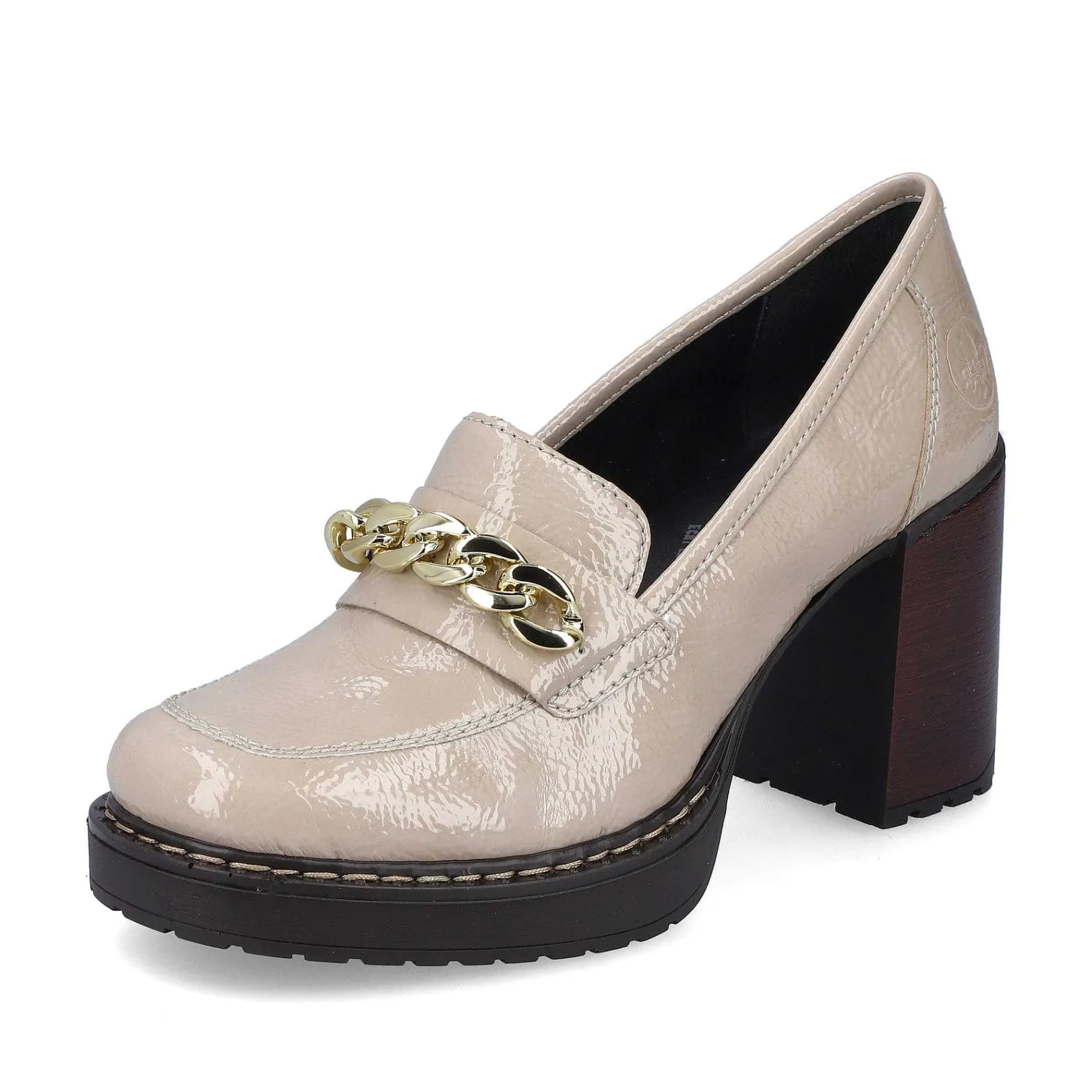 Online Women'S Pumps Cream Beige-Black Ladies Heeled Shoes