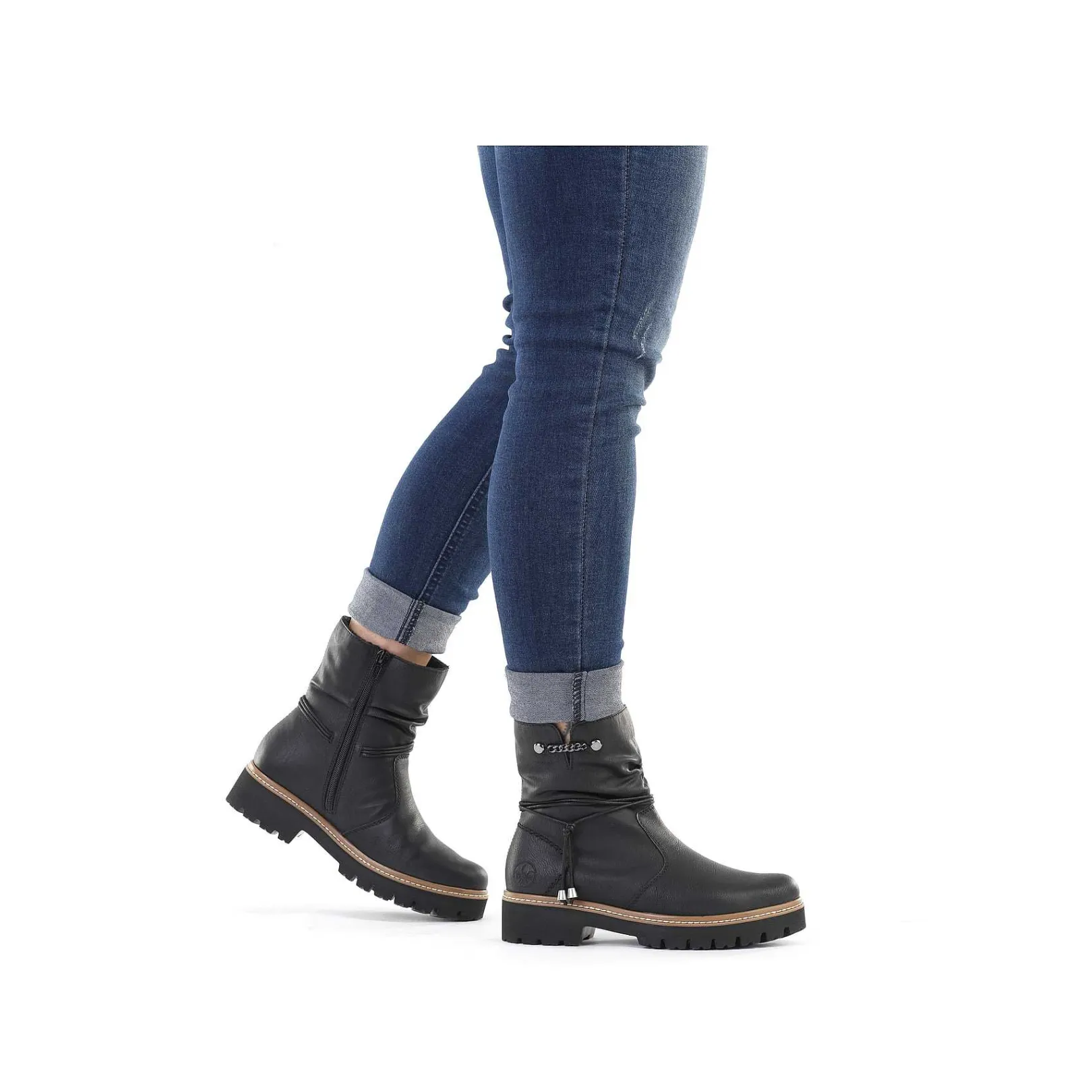 New Women'S Short Boots Jet Black Ladies Ankle Boots & Boots