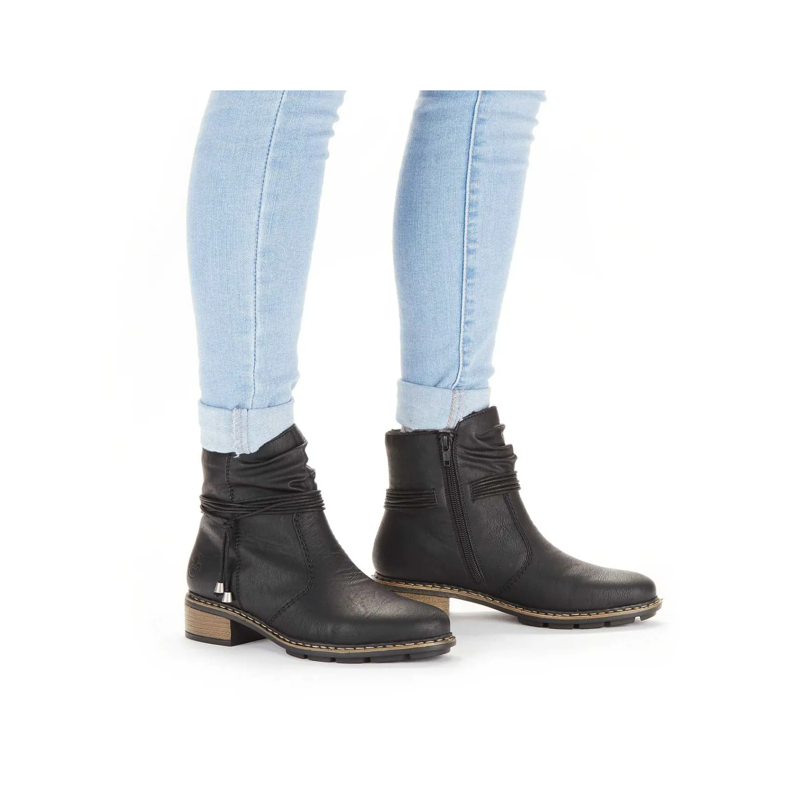New Women'S Short Boots Jet Black Ladies Ankle Boots & Boots