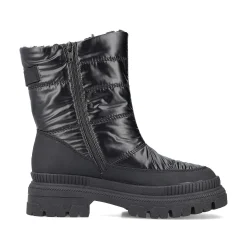Discount Women'S Short Boots Glossy Black Ladies Ankle Boots & Boots