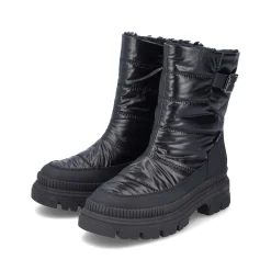 Discount Women'S Short Boots Glossy Black Ladies Ankle Boots & Boots