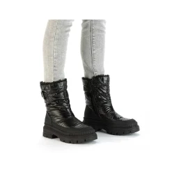 Discount Women'S Short Boots Glossy Black Ladies Ankle Boots & Boots