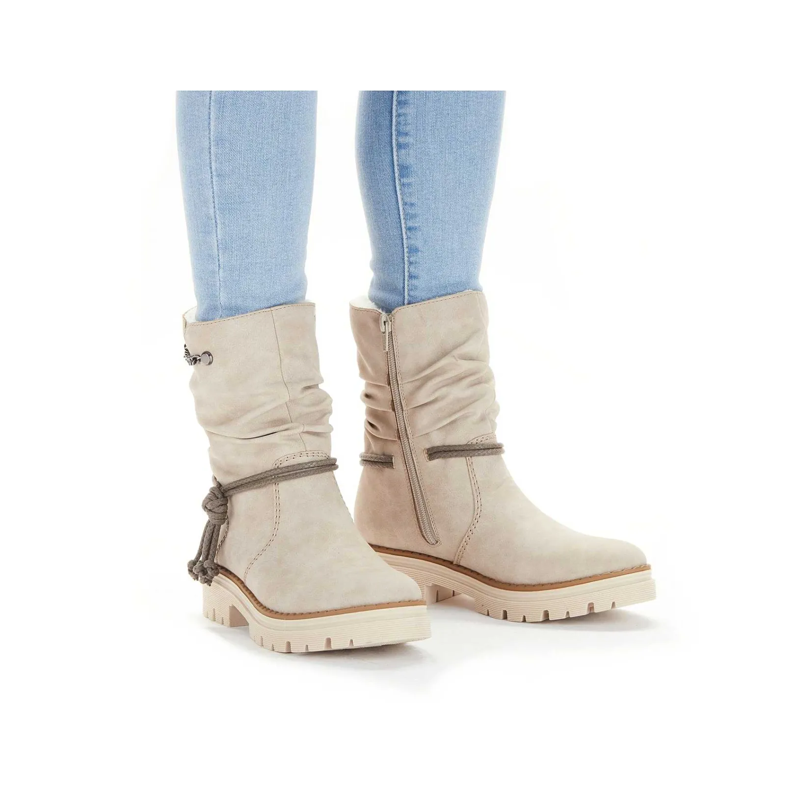 Discount Women'S Short Boots Light Beige Ladies Ankle Boots & Boots