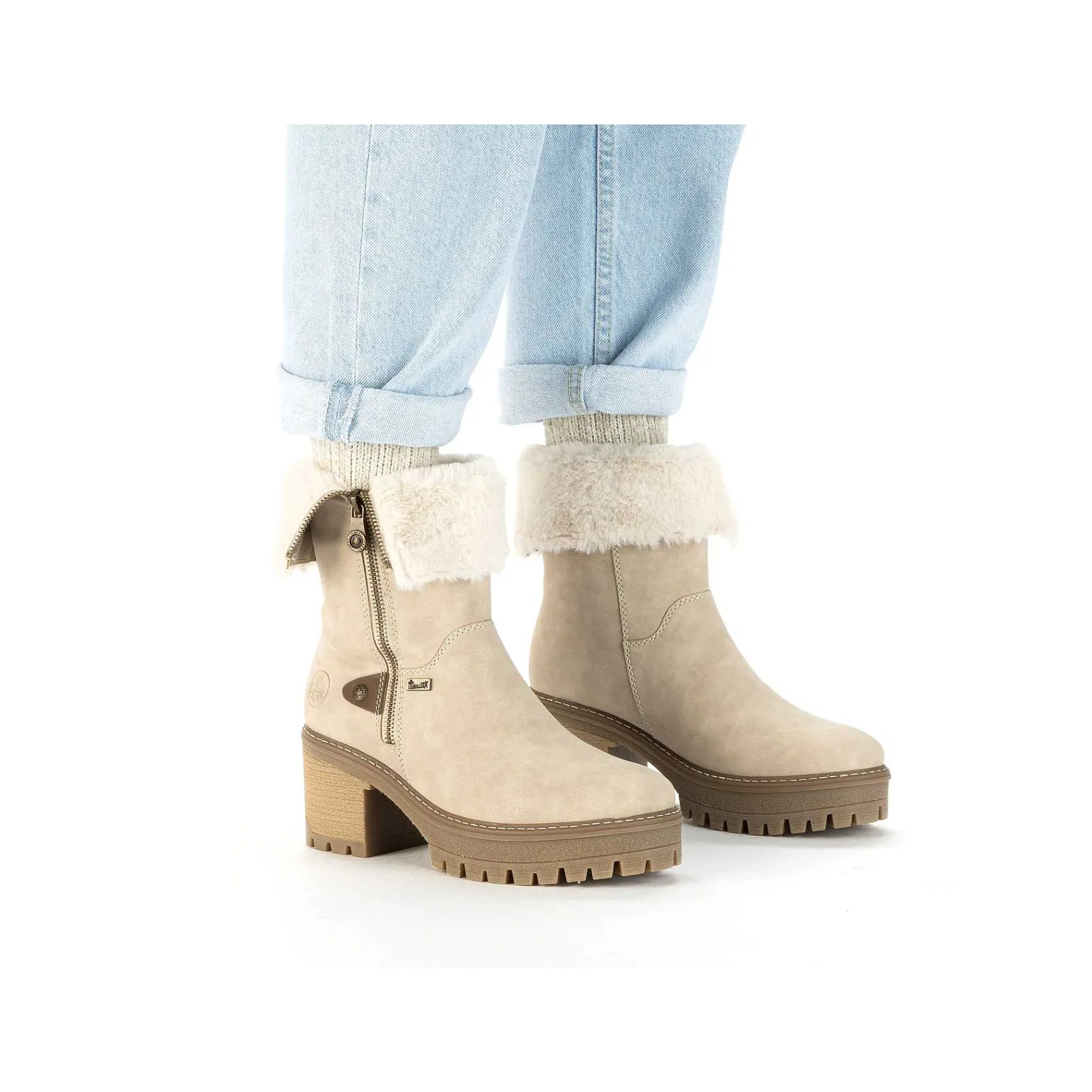 Discount Women'S Short Boots Gray Beige Ladies Ankle Boots & Boots