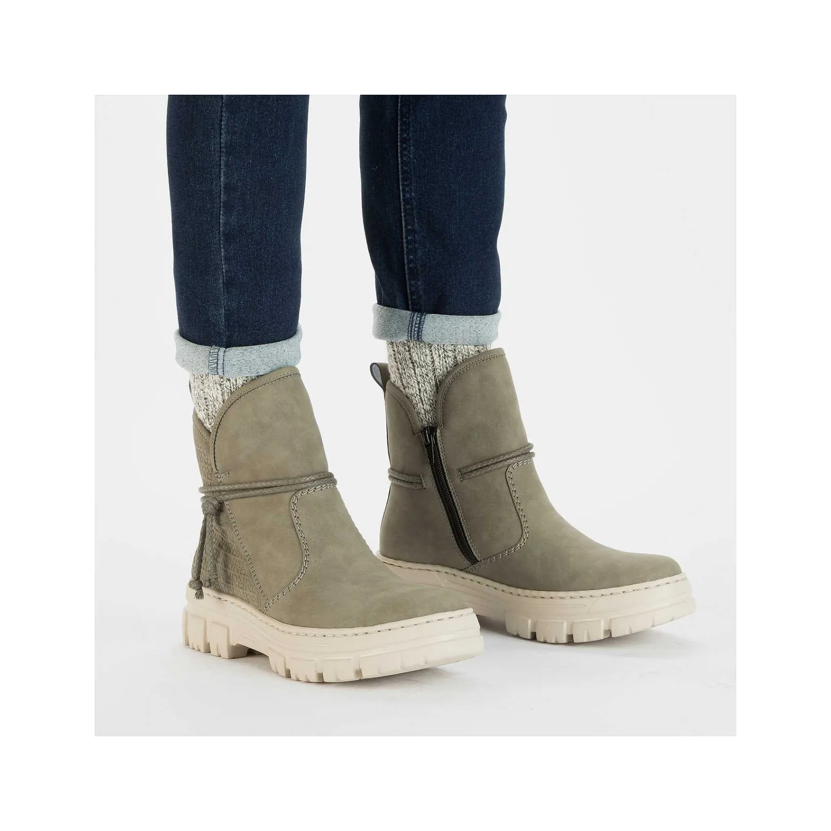 Discount Women'S Short Boots Gray Green Ladies Ankle Boots & Boots