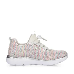 Discount Women'S Slippers In White And Rainbow Colour Ladies Low Shoes & Slippers