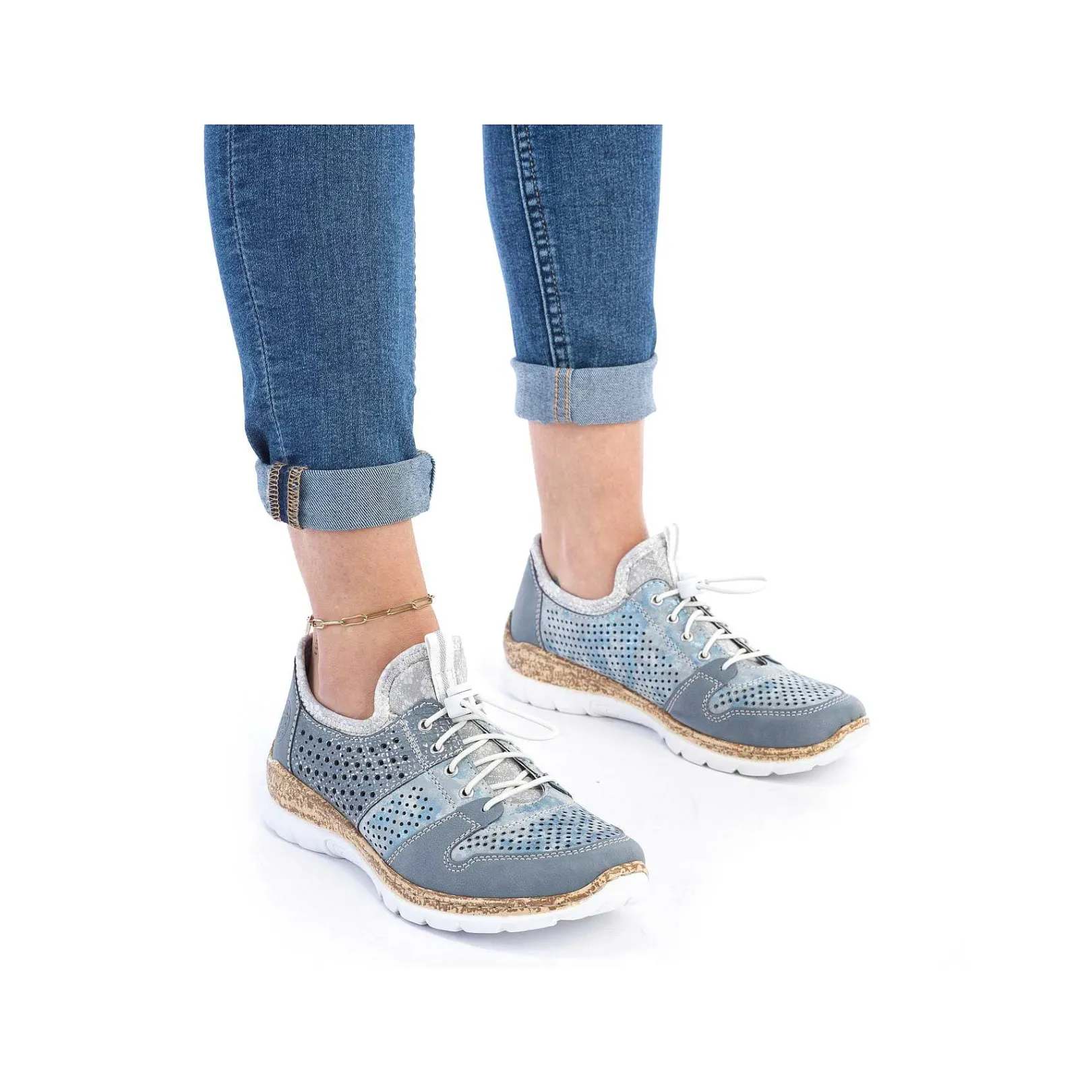 New Women'S Slippers Metallic Blue Ladies Low Shoes & Slippers