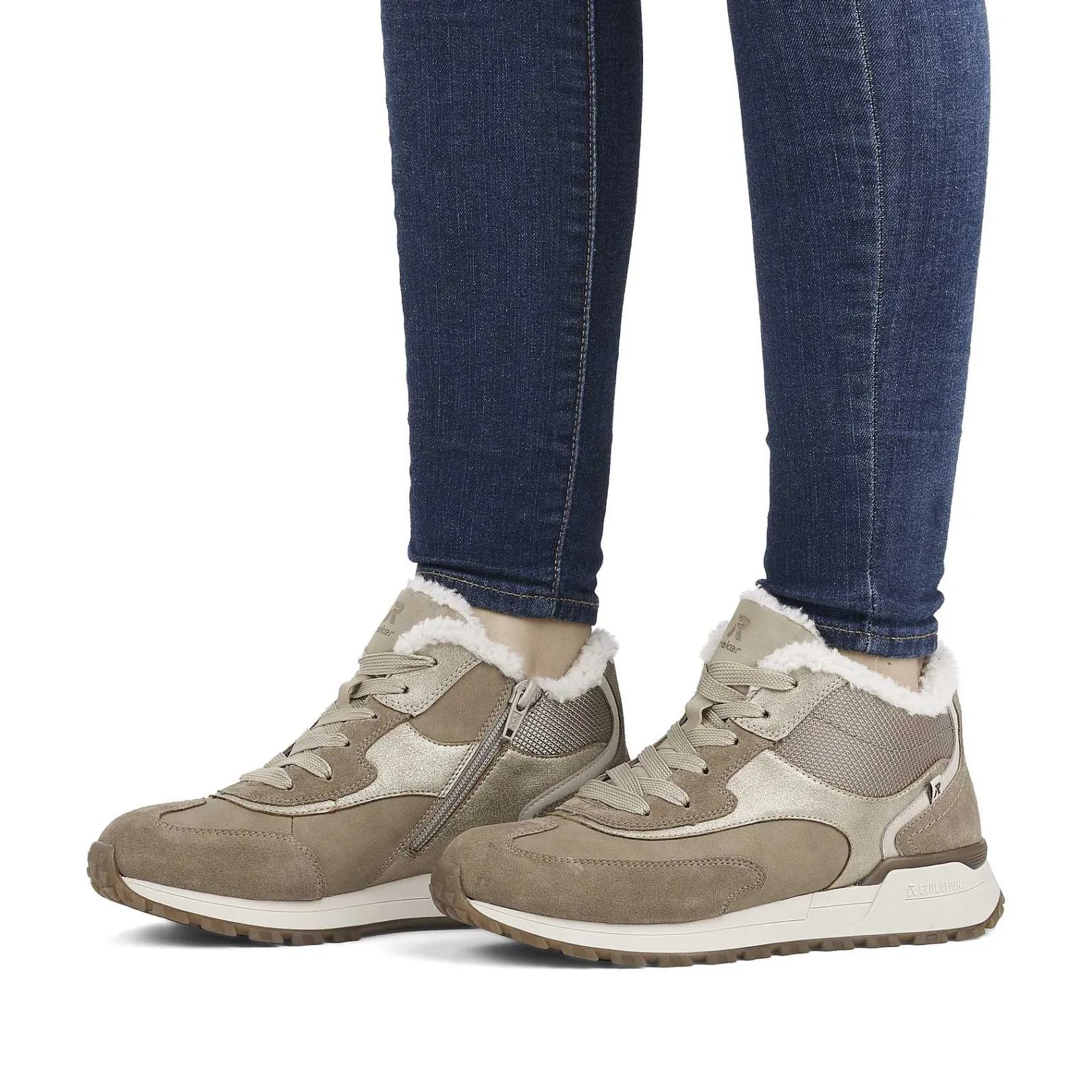 New Women'S Sneaker High Champagne Beige Ladies Sneakers