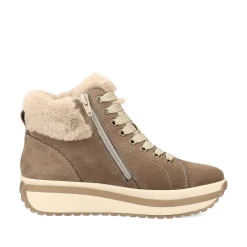 Hot Women'S Sneaker High Caramel-Brown Cream-Beige Ladies Sneakers