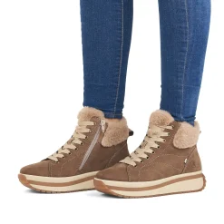 Hot Women'S Sneaker High Caramel-Brown Cream-Beige Ladies Sneakers