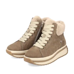 Hot Women'S Sneaker High Caramel-Brown Cream-Beige Ladies Sneakers
